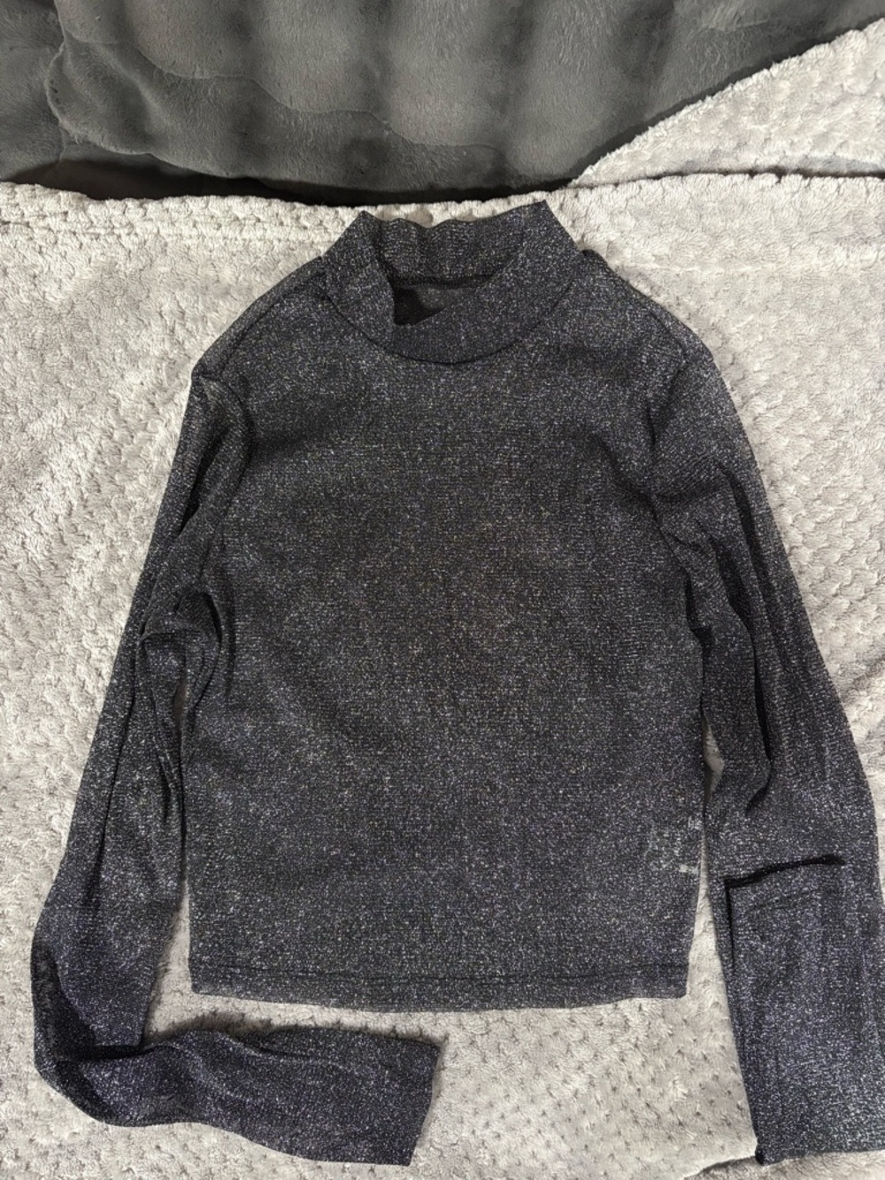 SHEIN Black Sparkle Sheer Crop Top - Picture 1 of 3